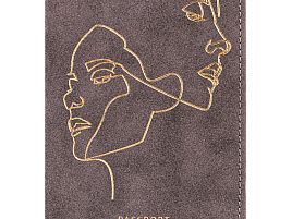 Обложка на паспорт OfficeSpace 311104 "Life line", кожзам, серый, тиснение фольгой