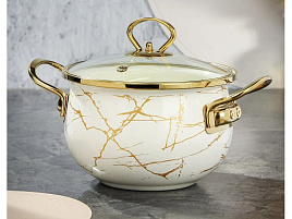 Кастрюля эмаль 2,5л 484343/4162 Danikcs белый мрамор