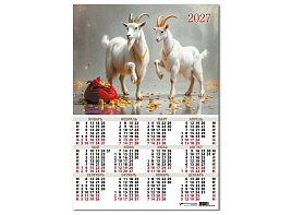 Календарь листов. 2027г. 10228 Символ года, 420*594 мм. мелованная бумага, 105 г/м2, УФ-лак.