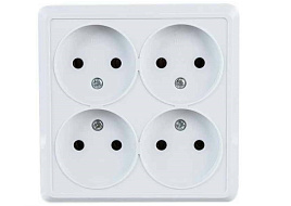 Розетка 4 м ОП Олимп квадрат без заземл. белая 1164