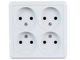Розетка 4 м ОП Олимп квадрат без заземл. белая 1164