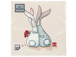 Салфетки 20л.3-х сл.Арт Bouguet 33*33 Влюбленные зайцы