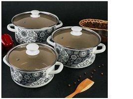 Набор кастрюль эмаль 3пр (2,3+3+4л) День и ночь-1-Экстра