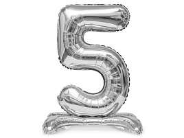 Шар надувной Цифра 5 серебро 32" ч41935 80см