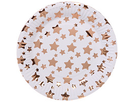 Тарелка бумажная 18см 130-691 Звездной сияние, розовое золото (10шт)