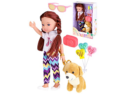 Кукла LS1303 со щенком 33см