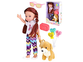 Кукла LS1303 со щенком 33см