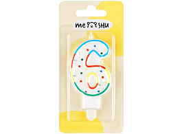 Свеча-цифра "6" MESHU MS_32387 с держателем 8,5см, блистер