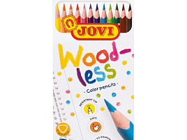 Карандаши цветные 12цв. JOVI 734/12 пластиковые "Wood-less", трехгран., заточен., картон, европодвес