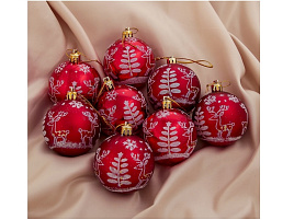 Шар 6см 1332596 Олененок у елочки красный 1шт