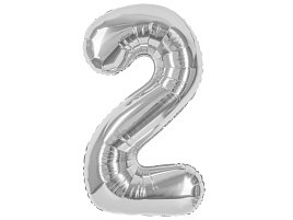 Шар надувной Цифра 2 серебро "40" 102см 24092