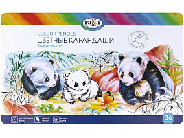 Карандаши цветные 36цв. Гамма 80220215 "Классические", увелич. диаметр грифеля 3,3мм, заточен., метал. пенал
