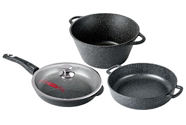 Набор кастрюль литой алюминий 3пр (Сковорода 26см+Жаровня 26см+Кастрюля 4л) нУн01аг/1998