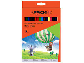 Карандаши цветные 18цв. Красин КР-180400 "Поле чудес", трехгр., заточен., картон, европодвес