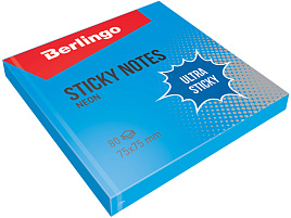 Блок самоклеящийся 75*75 Berlingo Lsn_39202 "Ultra Sticky", 80л, синий неон