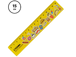 Линейка 15см. ЛН-30541 "Фастфуд", пластиковая, с волнистым краем, европодвес