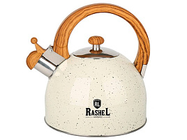Чайник нержавейка 3л М-7190 Rashel со свистком кремовый
