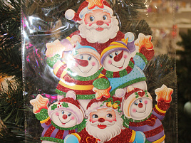 Панно бумажное SMR-1871-3 Дед Мороз со снеговиком ср.