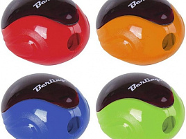 Точилка Berlingo 15001 пластиковая "Round" 1 отверстие, контейнер, ассорти