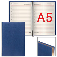 Ежедневник А5 BRAUBERG 125091 недат. "Iguana", под зерн.кожу,160л,т.син,крем.блок,зол.срез