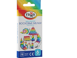 Восковые мелки 6цв. 2131018_01_32 "Классические", трехгранные, картон. упак., европодвес