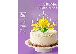 Свеча для торта 2919689 Тульпан желтый муз.