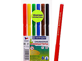 Фломастеры 6цв. Centropen 7790 0685 "Washable", смываемые, блистер