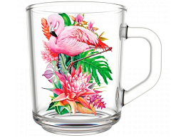 Кружка стекло 200мл 335-Д Фламинго в тропиках