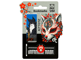 Закладки магнит. д/книг MESHU MS_58293 "Kitsune", 3шт., матовая ламинация, фольга