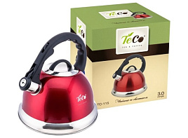 Чайник нержавейка 3л TC-115L/6160 со свистком красный