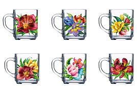Кружка стекло 200мл 07с1335 Райские цветы микс