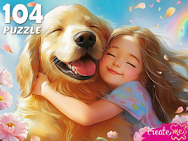 Пазл 104эл. Девочка с любимой собакой П104-6658