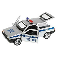 Машина металлическая 2108-12POL-SR LADA-2108 "СПУТНИК" ПОЛИЦИЯ 12 см, двери, багаж