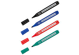 Набор маркеров OfficeSpace WBM4_63977 для белых досок "Bullet" 04цв., пулевидный, 2,5мм, чехол с европодвесом