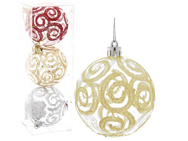 Шар 7см 201-0561 Зимние узоры микс 1шт