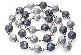 Бусы новогодние S1766 шарики серый-серебро120см