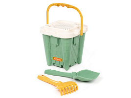 Песочный набор №691 74397 Ведро, ситечко, грабли,лопатка