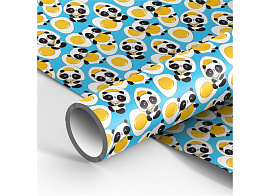 Бумага упаковочная MESHU М100_41081 глянц. 70*100см, "Cute pandas", 90г/м2