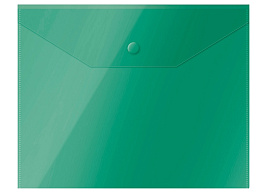 Папка-конверт с кнопкой А5 СТАММ ММ-31904 150мкм, пластик, прозрачная, зеленая