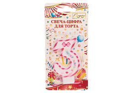 Свеча-цифра "3" Happy красная 448-225