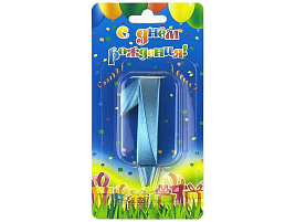 Свеча-цифра "1" Грани синяя бирюза 1911