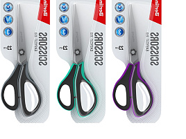 Ножницы 23см. Berlingo DNn_23035 "Easycut 350", ассорти, эргономичные ручки, мягкие вставки, европодвес