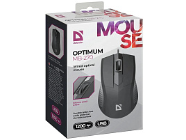 Мышь Defender проводная 52271 оптическая Optimum PRO MB-270 черный,3 кнопки,1200 dpi