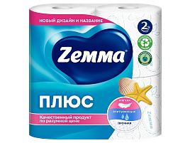 Туалетная бумага Zemma плюс 4шт.Океан 2-х сл.4шт.