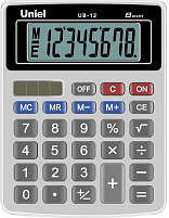 Калькулятор Uniel настольный UB-12 8 разрядов, дв.питание, 126х95х25