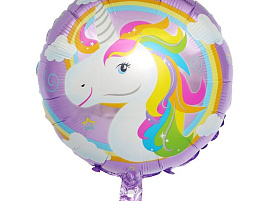 Шар надувной Ф18 Круг единорог 45см 756560