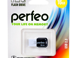 Флеш-драйв Perfeo USB 16Gb M02 W016 mini белый/черный