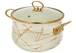 Кастрюля эмаль 4,5л 484345/Y4-8965/4196 Danikcs белый мрамор, индукция