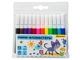 Фломастеры 12цв. Silwerhof 1549542 Веселые друзья "МИНИ" 8мм 88мм круг. вентилируемый корпус, пакет с европодвесом