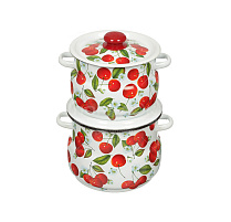 Набор кастрюль эмаль 2пр (4+5,5л) Сочная вишня Сибирские товары N10B58